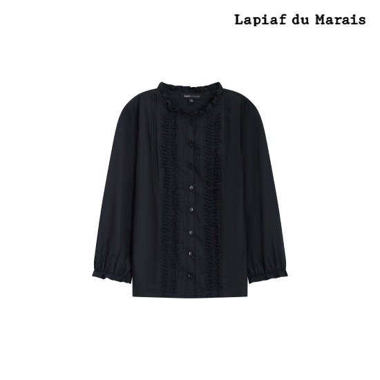 라삐아프 26FW 핀턱 볼륨 블라우스 2종(깅엄체크+블랙) 4