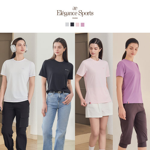 [엘레강스스포츠] 26SS 여성 쿨 메쉬 라운드 티셔츠 4종