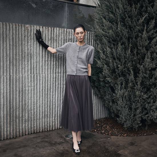 르네크루 26FW 튤 레이어드 플레어 스커트 3