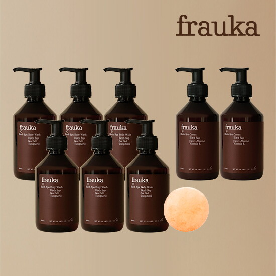 [올해 단한번] 프라우카 버치 바디워시 300ml*6 + 프라우카 버치 스파 크림 300ml*2 + 솔트페블