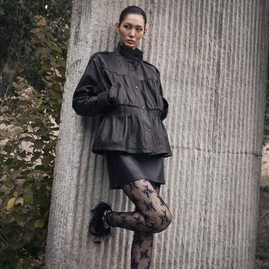 르네크루 26FW 이태리 램스킨 셔링 하프코트