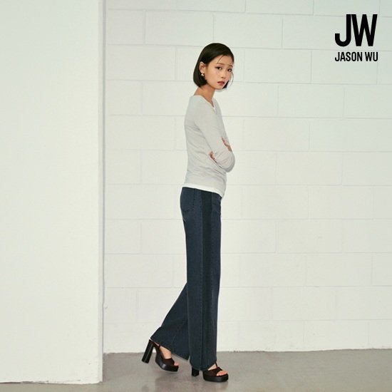 제이슨우 26FW Esme 틴업 컨투어링 와이드 데님 (2 COLORS) 2