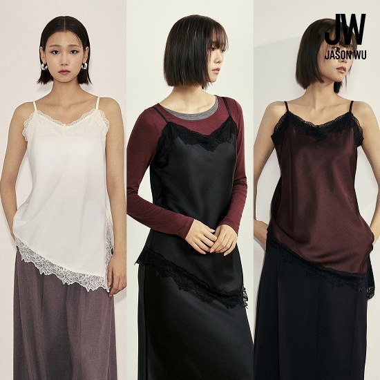 제이슨우 26FW Boudoir 새틴 레이스 슬립 캐미솔 2종 (아이보리 공통 + 블랙 or 브라운 택1) 4