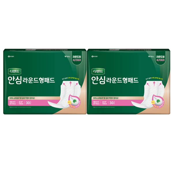 안심 성인 요실금용 라운드형 패드 30개입 2팩