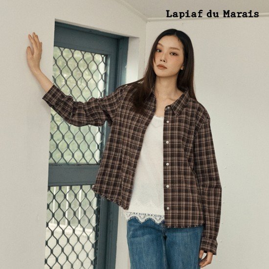라삐아프 26FW 프린지 멀티 체크 아우터 셔츠 1종 3