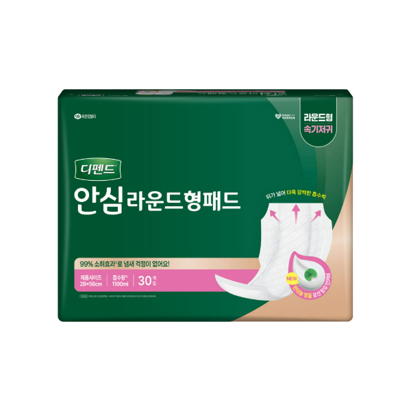 안심 성인 요실금용 라운드형 패드 30개입 1팩