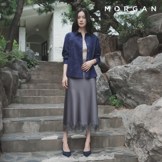 모르간 26FW 레이스 새틴스커트 2
