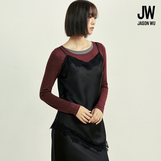 제이슨우 26FW Boudoir 새틴 레이스 슬립 캐미솔 2종 (아이보리 공통 + 블랙 or 브라운 택1) 2