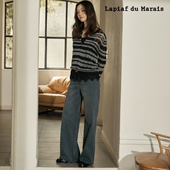 라삐아프 26FW 스트레이트핏 사이드라인 파이핑 데님 1종