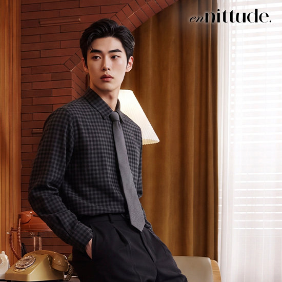엔니튜드 26FW 남성 체크 니트 셔츠 2종 2