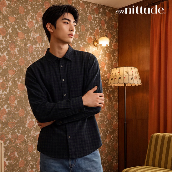 엔니튜드 26FW 남성 체크 니트 셔츠 2종