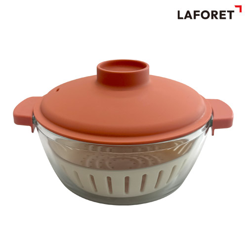 글라스팝 1.2L 유리찜기+채반/ Laforet