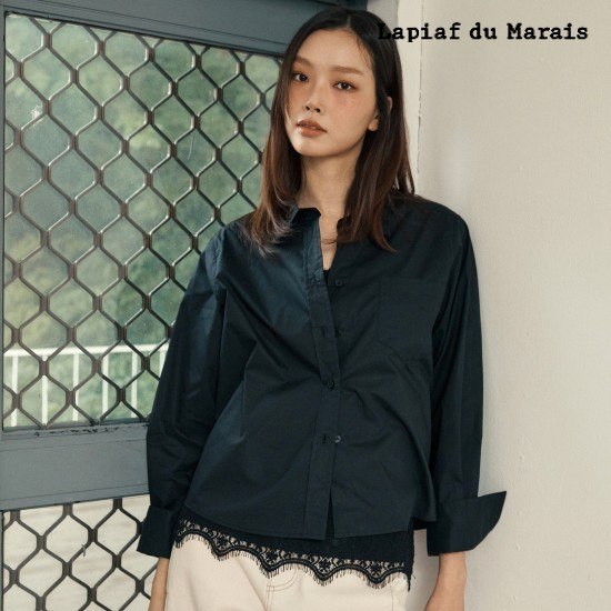 라삐아프 26FW 레이스 디테일 니트탑 2종(블랙+크림) 2
