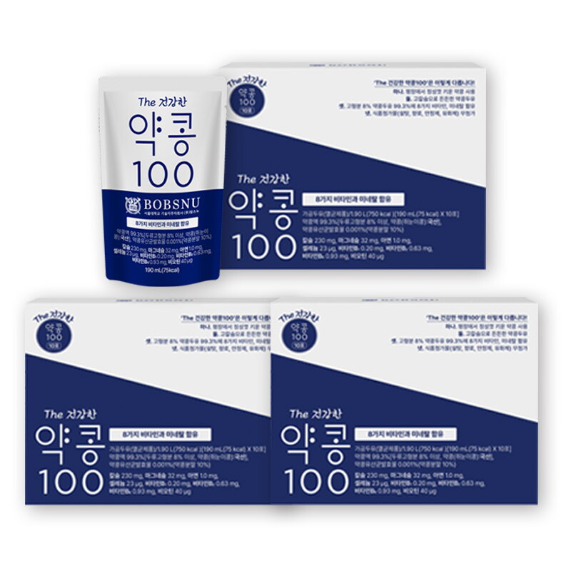 밥스누 The 건강한 약콩100 두유 190mlx10팩*3박스 (총 30팩) 3