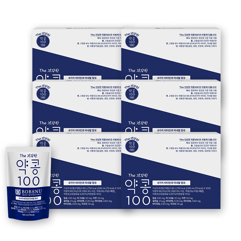 밥스누 The건강한 약콩100 두유 190ml x 10팩 x 6박스 (총 60팩)