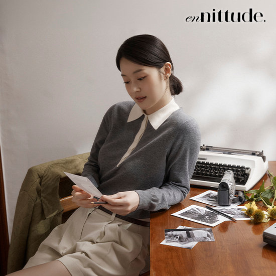 엔니튜드 26FW 딥 브이넥 폴로 니트 2종 3