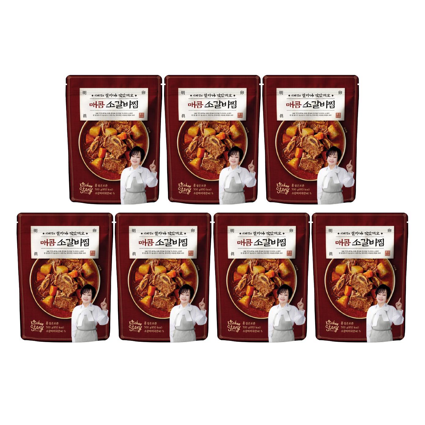 [방송에서만 1팩 더] 빅마마 이혜정의 매콤 소갈비찜 7팩 x 500g, 총3.5kg (6 + 1팩)