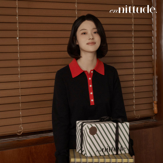 엔니튜드 26FW 딥 브이넥 폴로 니트 2종 2