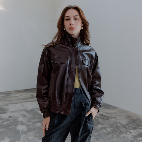 [미리주문10%]26FW 뉴켄달 이태리 램스킨 블루종