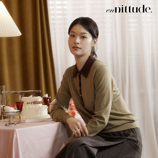 엔니튜드 26FW 딥 브이넥 폴로 니트 2종 4