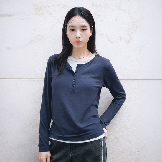 26FW NEW 헨리넥 쉬어 레이어드 티 3종 3