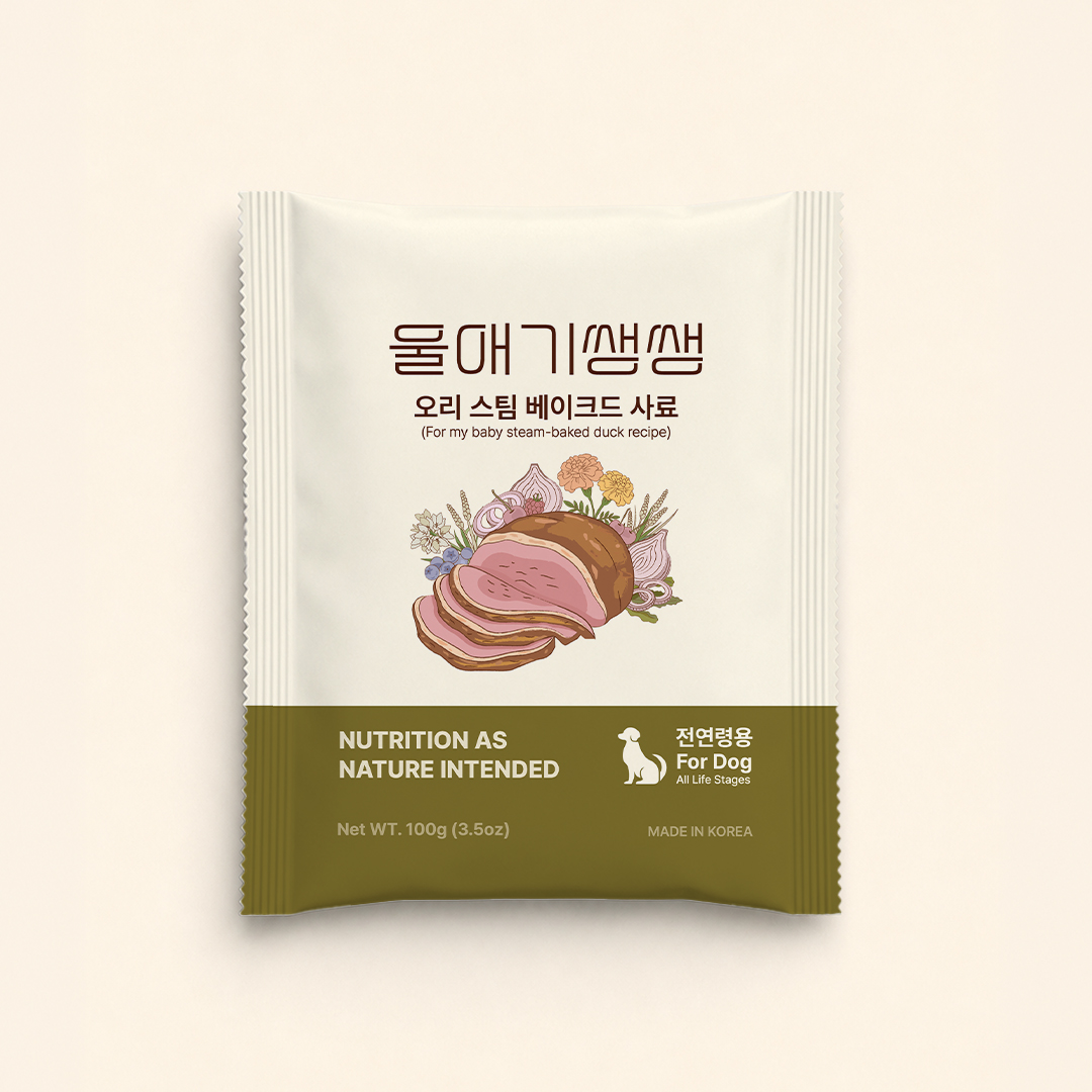 울애기쌩쌩 강아지 프리미엄 오리 스팀베이크드 수제사료 (눈, 피부, 구강, 장, 기력회복), 1Kg 3