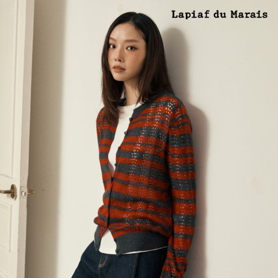 라삐아프 26FW 포인텔 시어 스트라이프 울 가디건 1종 4