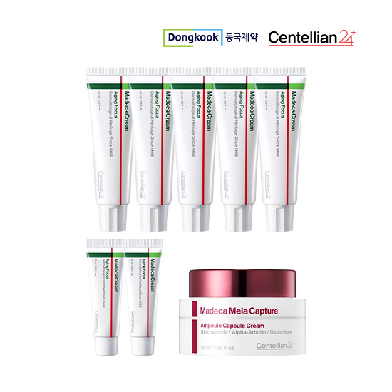 [동국제약] 마데카크림 에이징포커스50ml 5개 + 15ml 2개 + 마데카멜라캡처 앰플캡슐크림55ml 1개