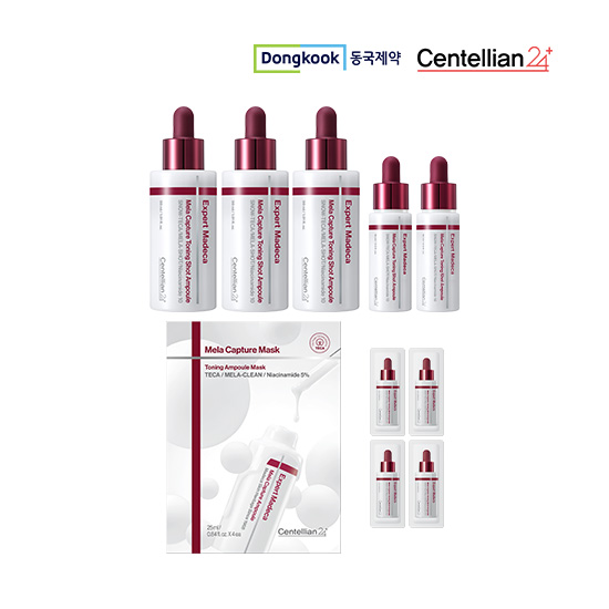 동국제약 마데카 멜라캡처 토닝샷앰플 30ml 3개 + 15ml 2개 + 멜라캡처 토닝앰플마스크 25ml 4매