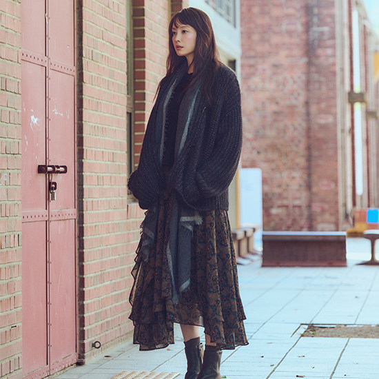 26FW 페이즐리 레이어링 스커트