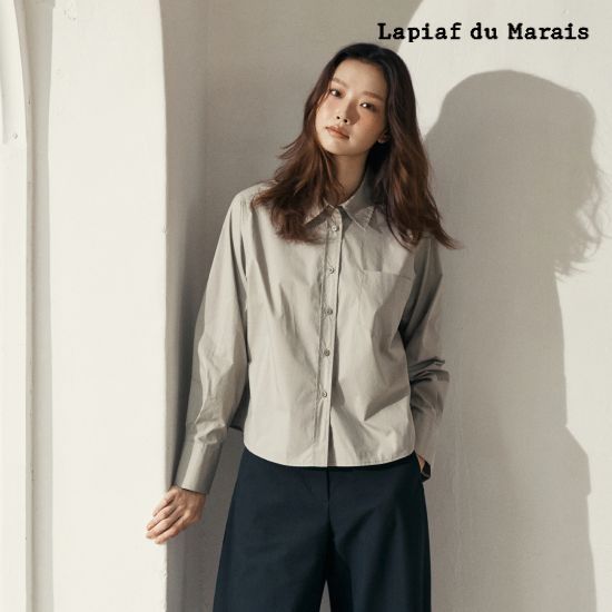 라삐아프 26FW 실켓코튼 크롭 커프스 셔츠 2종(블랙 공통) 2