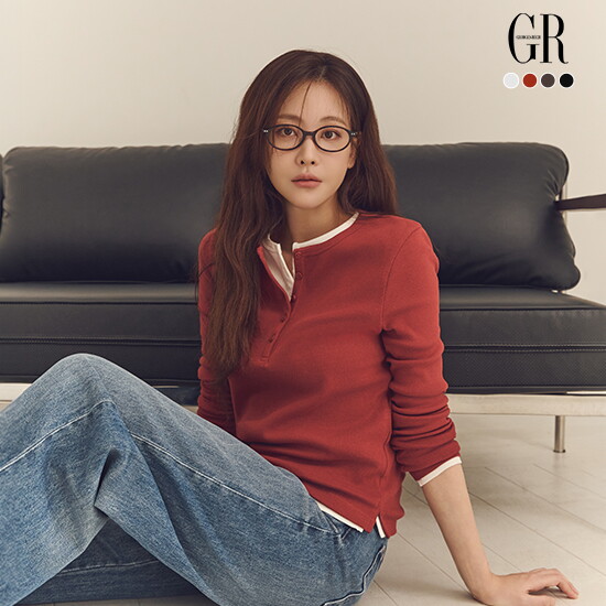 26FW 꼼드 코튼 블렌딩 헨리넥 티블라우스 4종