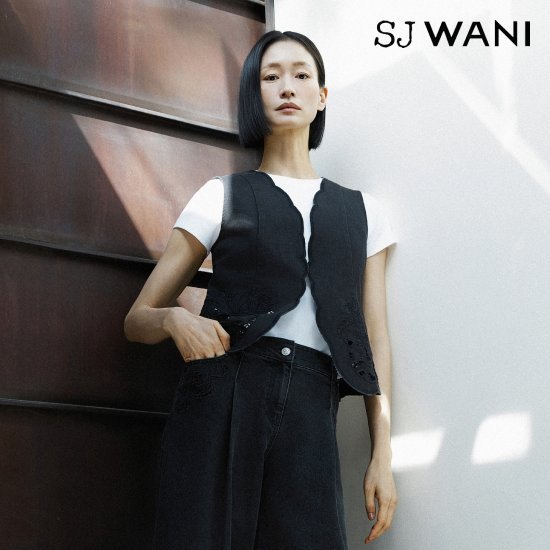 SJ와니 스캘럽 아일렛 데님 베스트 1종 [런칭 가격 79,900원]