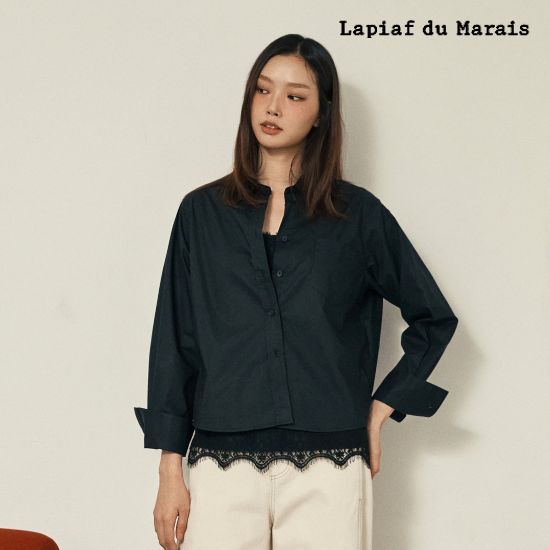 라삐아프 26FW 실켓코튼 크롭 커프스 셔츠 2종(블랙 공통)
