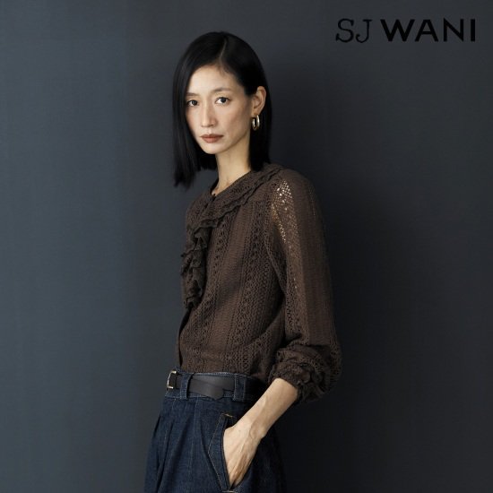 SJ와니 26FW 꾸띄르 레이스 니팅 블라우스 1종