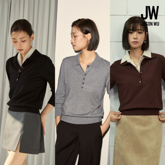 제이슨우 26FW Brooklyn 캐시미어 딥 V넥 폴로 니트 3종 4