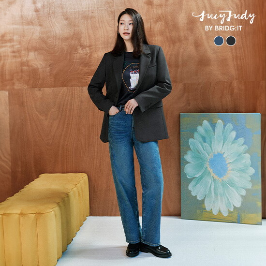 [바이브리짓X쥬시쥬디] 26FW 커브드 데님 팬츠 (+플라워참키링)
