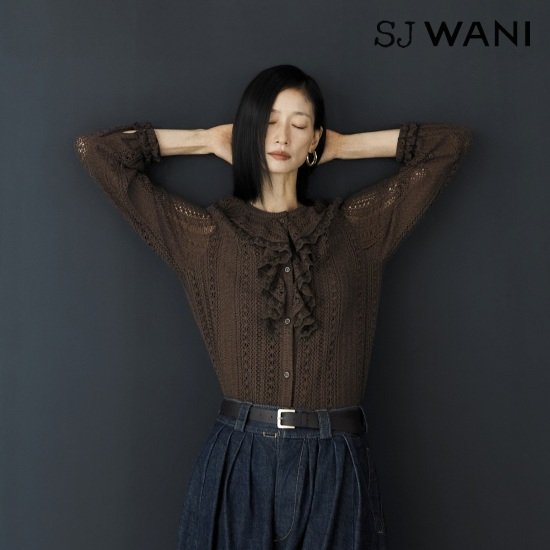 SJ와니 26FW 꾸띄르 레이스 니팅 블라우스 1종 2