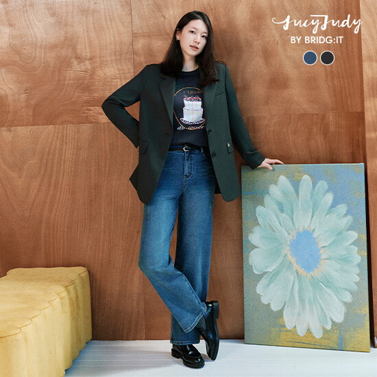 [바이브리짓X쥬시쥬디] 26FW 커브드 데님 팬츠 (+플라워참키링) 3