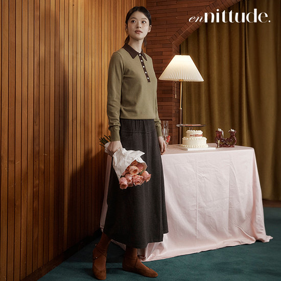 엔니튜드 26FW 울 니트 스커트 팬츠