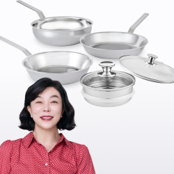 [선택1]무연마제 통5중 스텐팬 5종세트(28팬,24팬,24웍,24찜기,24뚜껑)