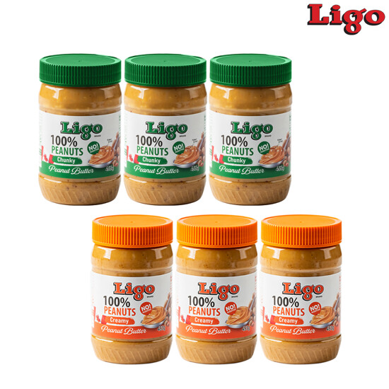 LIGO 리고 100% 땅콩버터 453g 6개입 (청키 3개 + 크리미 3개) 2