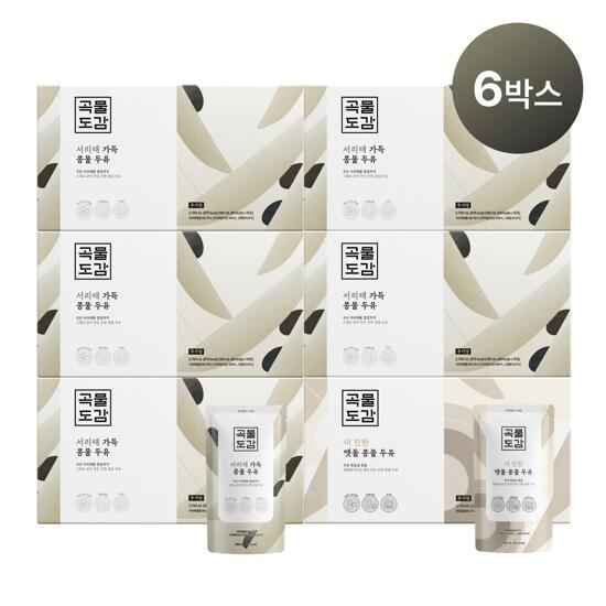 [곡물도감/총 6박스]무가당 서리태 콩물두유 5박스+더 진한 맷돌두유 1박스(총 90팩)