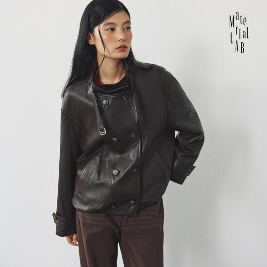 머티리얼랩 26FW FAUX레더 멜로우 트렌치 자켓 4