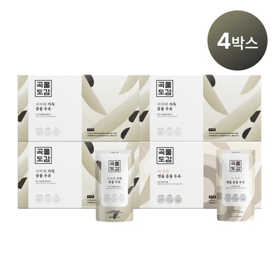 [곡물도감/총 4박스]무가당 서리태 콩물두유 3박스+더 진한 맷돌두유 1박스(총 60팩)