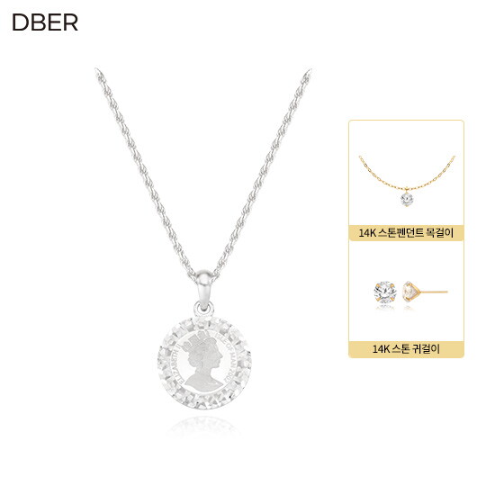 ● SILVER 925 루체 엘리자베스 목걸이 + 14K 스톤 펜던트 목걸이 + 14K 스톤 귀걸이