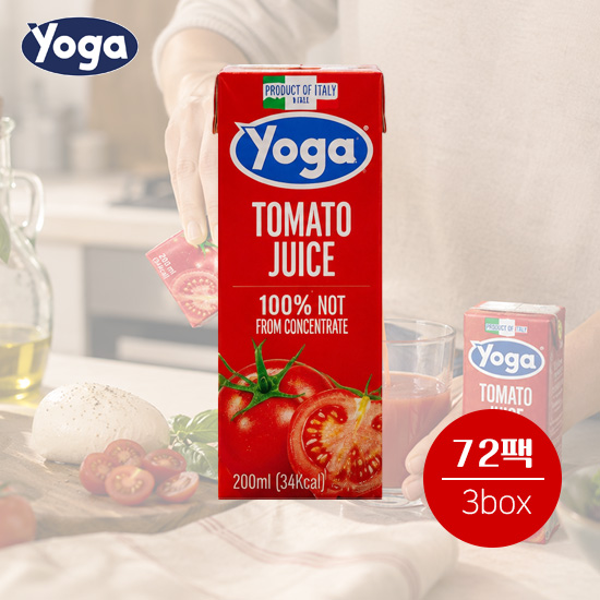 [이탈리아 직수입] 동가게PICK YOGA 100% NFC 토마토주스 200ml 24팩 x 3박스 / 총 72팩 3