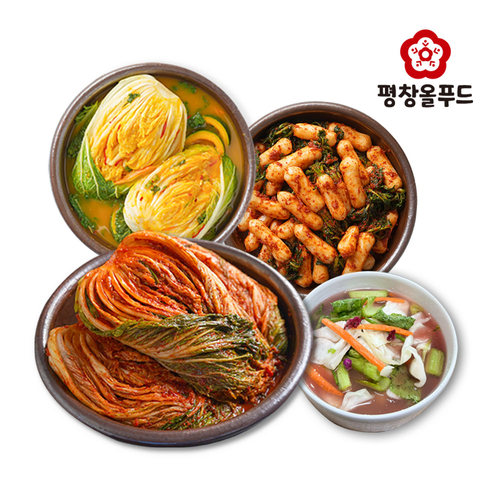 [평창 백호 명인] TV황태김치2.5kg+총각김치2.5kg+호박겨자김치1.5kg+양배추물김치1.5kg