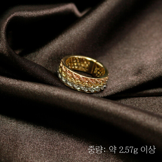 골든클레프 18K 삼색 로프체인 반지 3