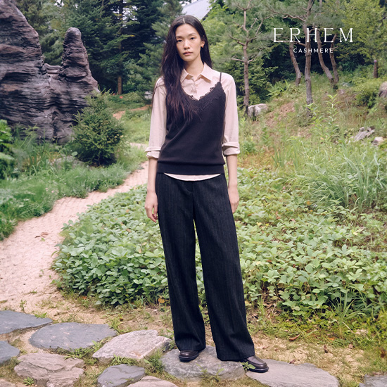 [미리주문 10%] 26FW 캐시미어울 스트라이프 와이드팬츠 1종 3